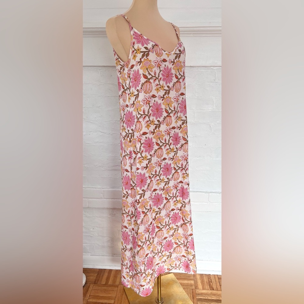 Tysa Design Floral Cotton Maxi Dress Block Print Cotton Boho Sundress Medium - Picture 3 of 13